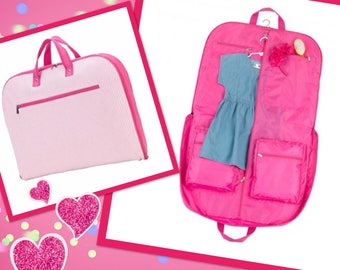 Garment Bag - Pink Seersucker