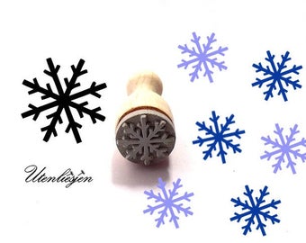 Stamp mini, snowflake 5, snow, winter, christmas, rubber stamp Ø 11 mm