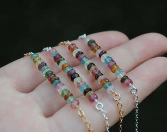 tourmaline necklace raw stone october watermelon pendant birthstone