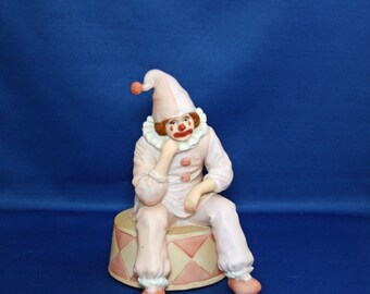 Vintage Enesco Sad Clown Music Box plays Send in the Clowns dated 1983 made in Korea Figure Figurine