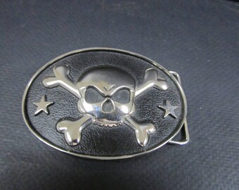 Steampunk Skull and Cross Bones Belt Buckle