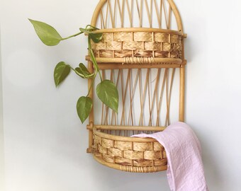 Vintage rattan shelf