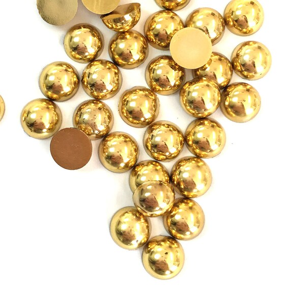 Flat Back Gold Pearls in 8mm 5mm 4mm 3mm