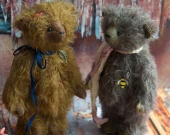Little teddy Bear Ladybird created with brown German mohair