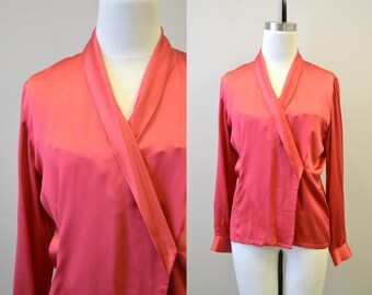 1990s Raspberry Silk Blouse
