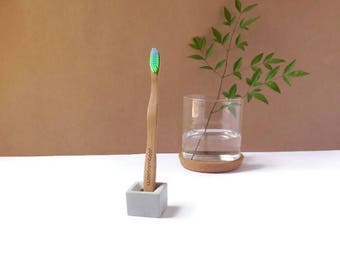Concrete toothbrush holder, cement toothbrush holder, single toothbrush holder, beton, minimalist decor, toothbrush cup, modern decor