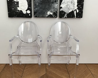 Louis XVI Ghost Chair Armchair Miniature 1:6 Doll Clear