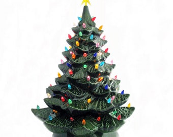 Giant Green Ceramic Christmas Tree Color Lights 24 Inch Tall Electric Tabletop Tree - Made to Order