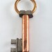 Old Antique Copper & Brass Metal Skeleton Sping Loaded Key Chain Ring FOB NOS