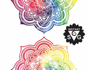 Download Rainbow Mandala Design Rainbow Mandala SVG Mandala clipart