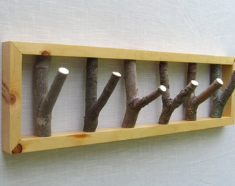 Tree Branch Hook Coat Rack, 28" x 8" Heavy Duty Coat Rack, Rustic Hallway Organizer, Wall Hanging Coat Rack, Rustic Coat Rack, Wood Hanger