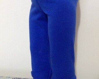 Blue leggings in cotton-lycra (spandex) for American Girl or Our Generation dolls.