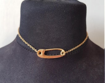 Gold Safety Pin Choker