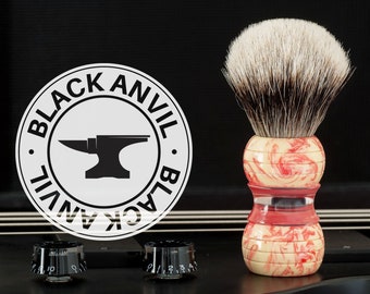 Shaving Brush - Black Anvil - Stradivarius. Raspberry Ripple