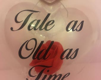 Beauty and the Beast Enchanted Rose inspired 'Tale as old as time' bauble