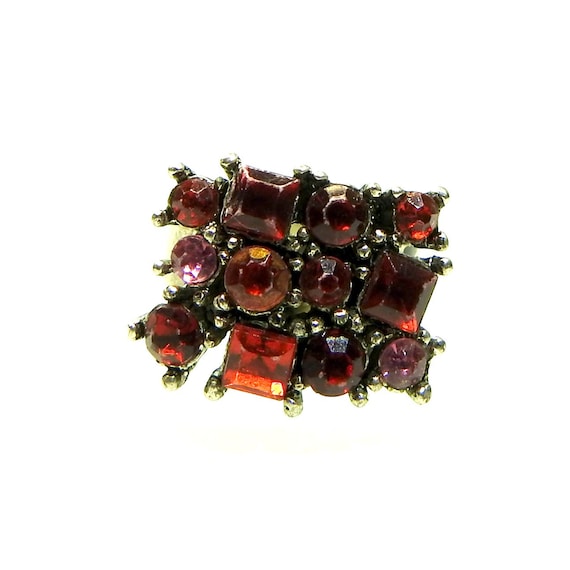 One red ring boho jewelry with tiny rhinestones