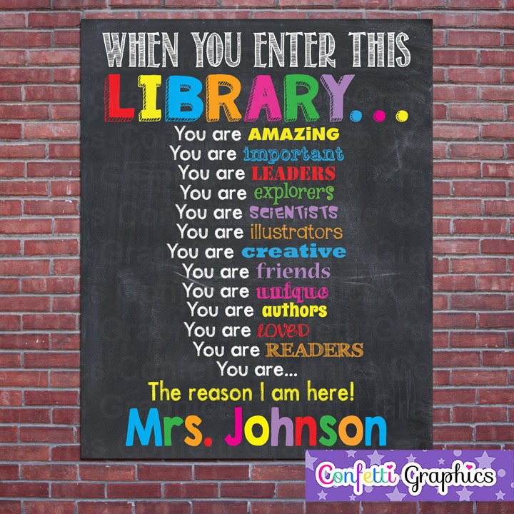 When You Enter This Library Custom Teacher Sign Poster