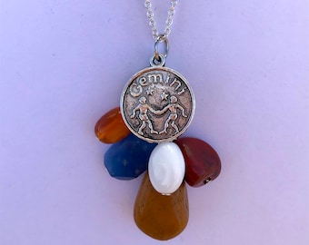 Gemini stone necklace