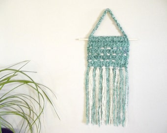 Crochet Wall Hanging Beach Wall Hanging Beach Wall Decor Turquoise Blue Wall Hanging Aqua Blue Wall Art Crochet Wall Decor Boho Chic Decor