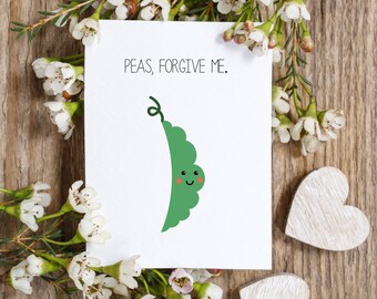 Please Forgive Me Card / I'm Sorry Card / Apologies Card / Cute Card / Peas in a Pod / I'm Sorry Cards for Her / I'm Sorry Cards for Him