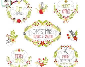 Christmas Wreath / DIGITAL DOWNLOAD / Christmas images / Vector File / Scrapbook images / Graphic Design / Christmas Clip Art