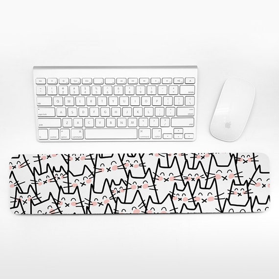 Cat Keyboard Wrist Rest Pad, Pink Black White Wrist Keyboard Rest, Cat Wrist Pad for Keyboard Pad, Fun Cute Desk Cubicle Decor for Women Men