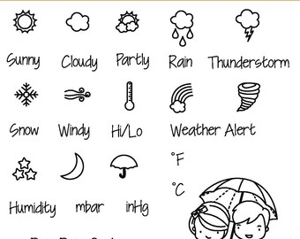 Weather Or Not - Photopolymer clear stamps - planner stamps - cardmaking