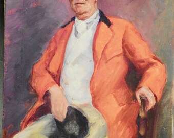 Paul L Olson Portrait Painting English Gentleman In Red