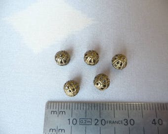 Set of 5 metal balls, 6mm, bronze