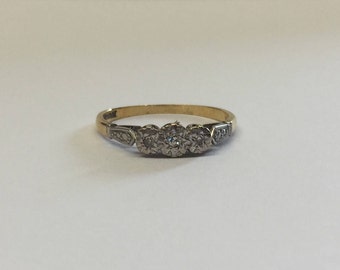 18ct Gold And Platinum Trilogy Ring With Illusion Set Diamonds