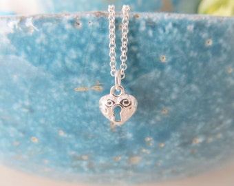 Sterling silver heart necklace, love necklace, heart necklace