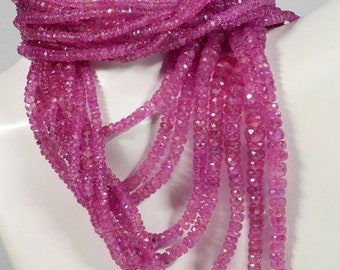 ON SALE Pink Sapphire Beads Faceted Rondelles Roundels Mined Precious Gems September Birthstone - One-Inch Strands - Your Choice of Size