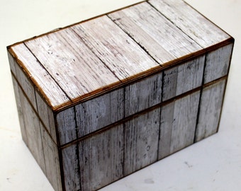 Wood Recipe Box Faux Barn Wood Fits 4x6 Recipe Cards