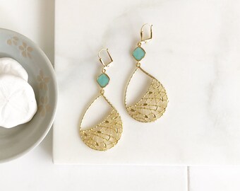 Turquoise Chandelier Earrings. Dangle Earrings. Statement Earrings. Jewelry Gift. Modern Fashion Drop Earrings. Chandelier Earrings Gift.