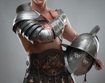 LARP Steel Shoulder& Bracer/Spartacus Sleeve/Gladiator Armor/LARP Fantasy Armour/ handcrafted unique custom made