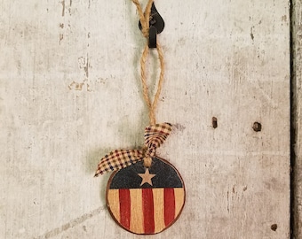 Americana Ornament, Americana Ornament, Red White and Blue, Primitive Christmas, Americana Ornament, Americana Christmas, Wood Ornament