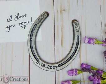 Custom Stamped Horseshoe - Free Shipping USA, Personalized 6th or 11th Anniversary Gift, Iron Wedding Anniversary, Steel Anniversary