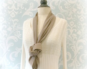 Jersey Scarf - Infinity Scarf - Taupe Scarf Women - Womens Scarves - Spring Scarf - Gift For Her - Scarves - Circle Scarf - Handmade in USA