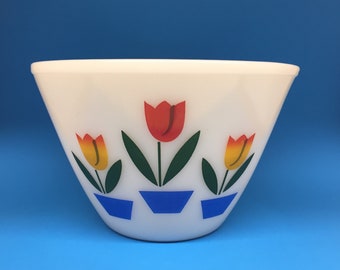 Fire King Tulip Bowl, 8 1/2 Inches, Fire King Ivory, Fire King Splash Proof Bowl