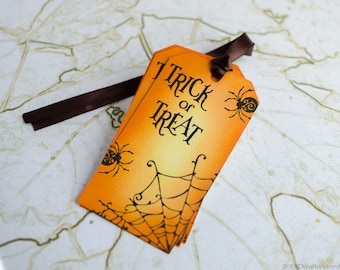 Set of 5 Halloween Gift Tags, Handmade Tags, Favor Tags, Custom TagsHalloween Treat Tags, Gift Tags, Hang Tag, Halloween Tags