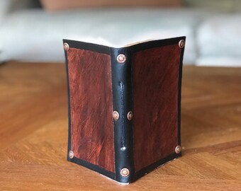 Pocket sized leather bound blank book
