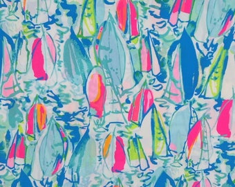 BEACH AND BAE Summer 2017 18x18 or 18x9 inches Lilly Fabric Pulitzer bay sail boats sailboats