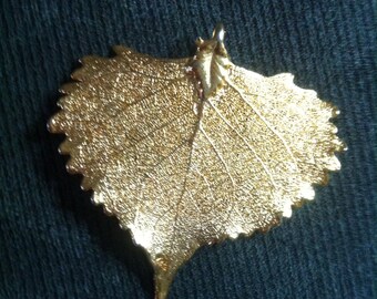 Gold Leaf Pendant Electroplated
