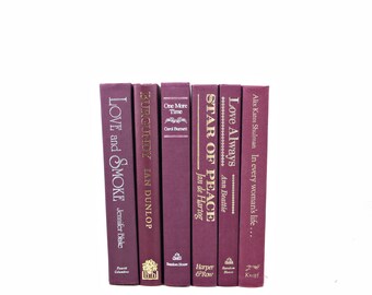 Wine BOoks, Decorative Books, Burgundy Old Book Decor, Book Set, Book Stack, Instant Library, Book Collection, Photo props