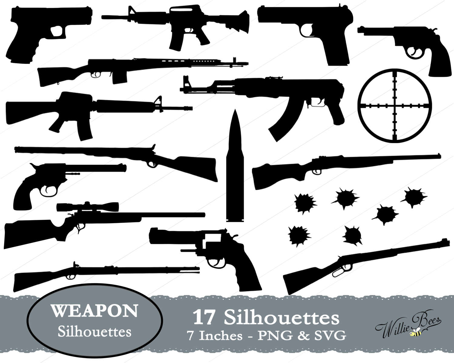 Firearm SVG Clip Art Gun SVG Kill Weapons Hunting Weapons