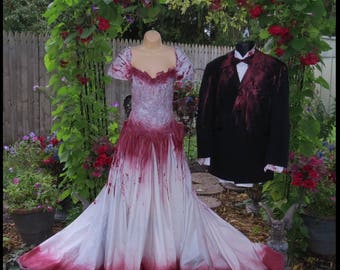 Items similar to Bloody Bridal Gown Tim Burton Wedding Dress Bloody ...