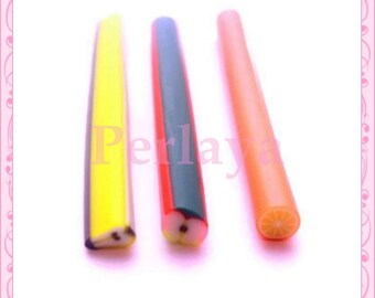 Mix of 3 canes polymer clay fruit, pear, Apple, orange REF662