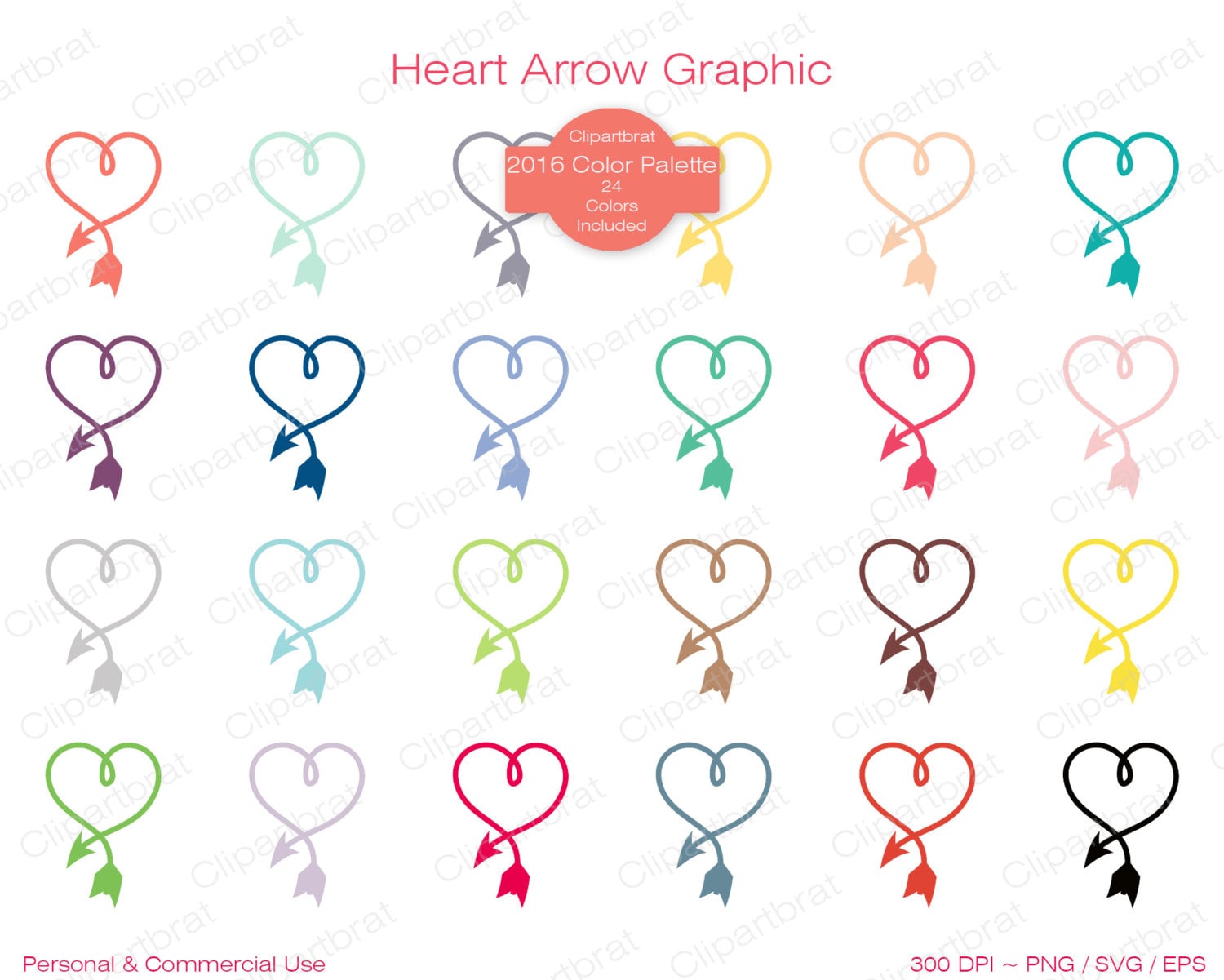 Download RAINBOW HEART ARROW Clipart for Commercial Use Planner Sticker Clip Art Heart Frame Love Arrow ...