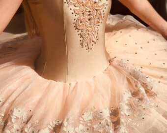 Professional stretch bodice pancake tutu costume YAGP Aurora Fairy Russian
