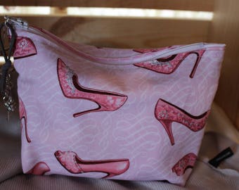 Makeup/Cosmetic/Multi Purpose Bag - Pink with Pink High Heel